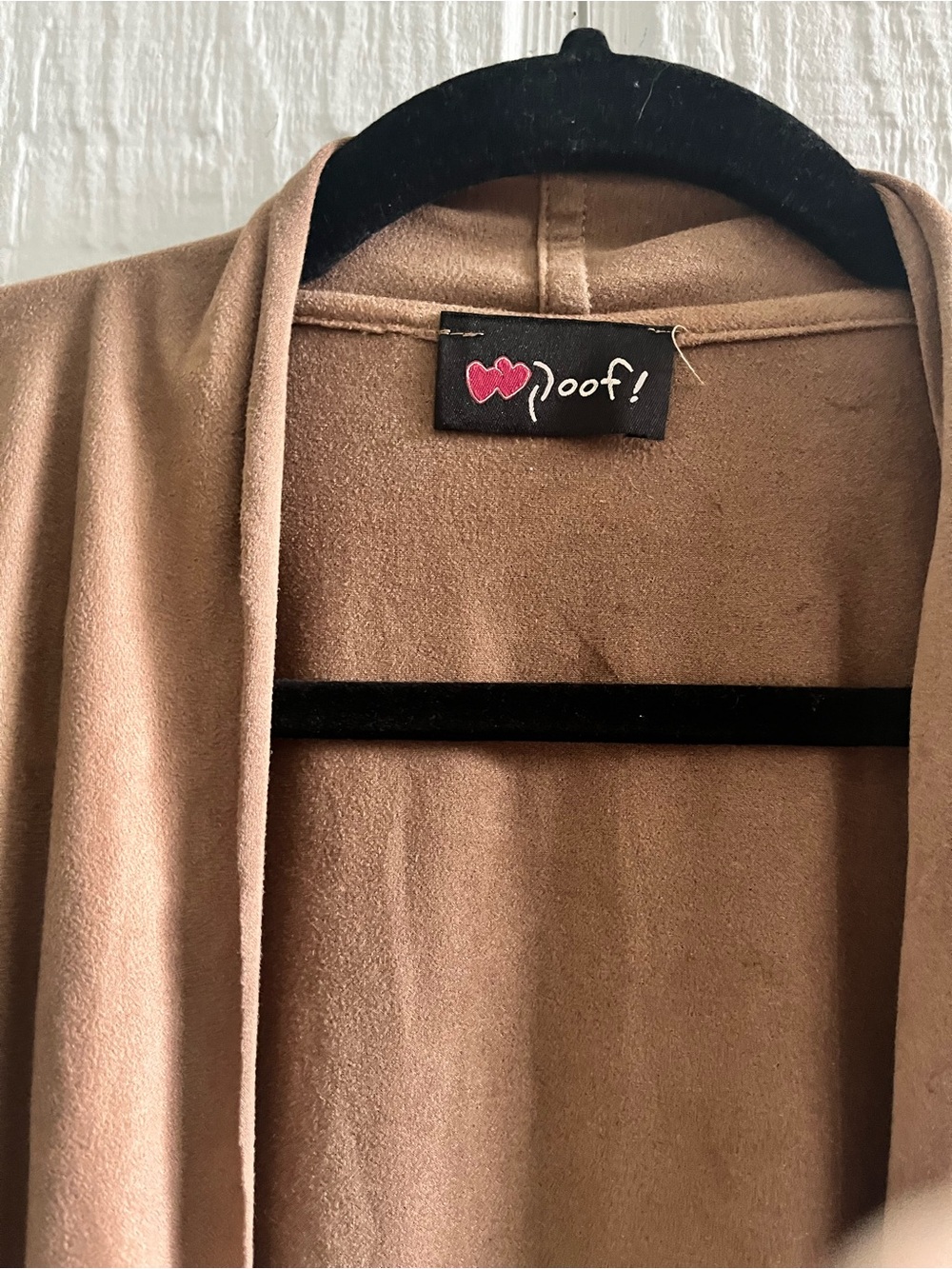 Poof! Women's Open-Front Taupe Trench Coat